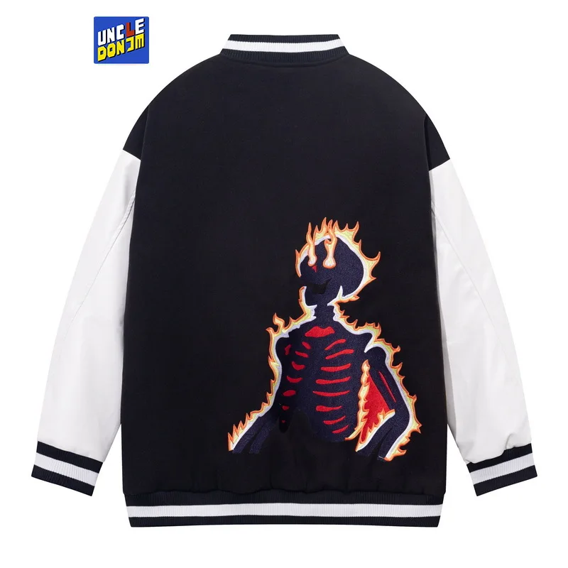UNCLLEDONJM Flame Skeleton Embroidery bomber jacket colour block jacket men japanese fashion varsity jacket
UNCLLEDONJM Flame Skeleton Embroidery bomber jacket colour block jacket men japanese fashion varsity jacket