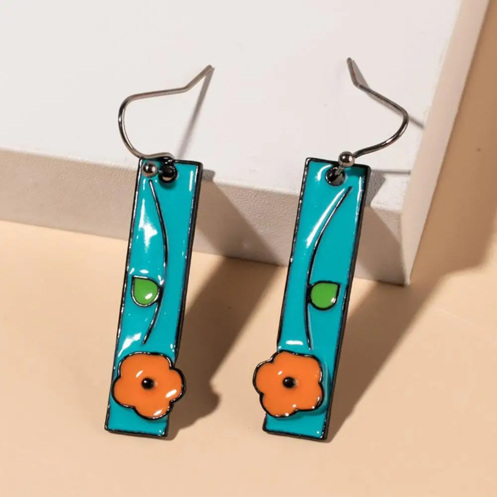 1 Pair Women Earrings Painted Flower Jewelry All Match Rectangle Long Hook Earrings for Dating
1 Pair Women Earrings Painted Flower Jewelry All Match Rectangle Long Hook Earrings for Dating