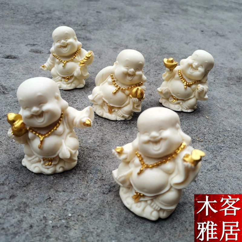 

Ivory Nut Five Blessings Fu Lu Shou Xi God of Wealth Home Car Ornament Decoration Crafts Playing with Hands Little Monk