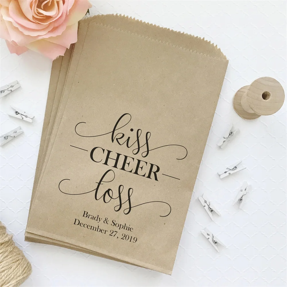

50 Kiss cheer toss bags - Wedding petal toss bag - Confetti bags - Flower petal bags - Petal bag