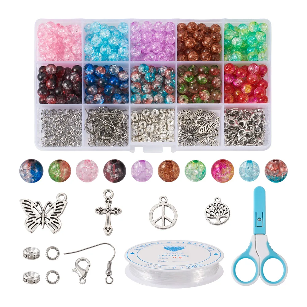 DIY Beaded Dangle Earring Pendant Decoration Making Kit Including Crackle Beads Butterfly Cross Pendnats Clasps Earring Hooks
DIY Beaded Dangle Earring Pendant Decoration Making Kit Including Crackle Beads Butterfly Cross Pendnats Clasps Earring Hooks