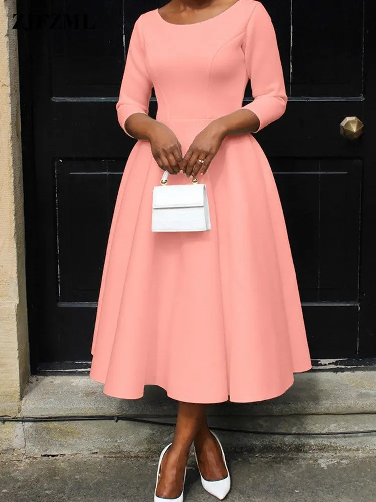 Elegant Fashion Women's High Waist Big Swing Dresses Classic Crewneck Three Quarter Sleeve Slant Pockets Fit and Flare Vestidos
Elegant Fashion Women's High Waist Big Swing Dresses Classic Crewneck Three Quarter Sleeve Slant Pockets Fit and Flare Vestidos