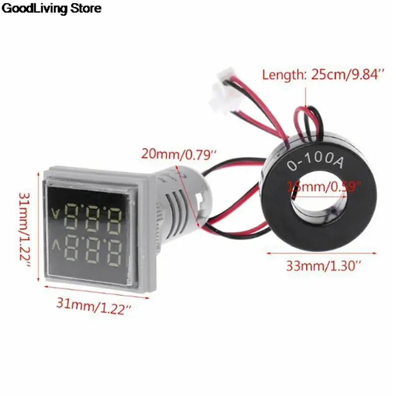 1PCS Mini LED Digital Dual Display Voltmeter Ammeter Meter Voltage Current Tester AC 60-500V 0-100A Display Gauge
1PCS Mini LED Digital Dual Display Voltmeter Ammeter Meter Voltage Current Tester AC 60-500V 0-100A Display Gauge