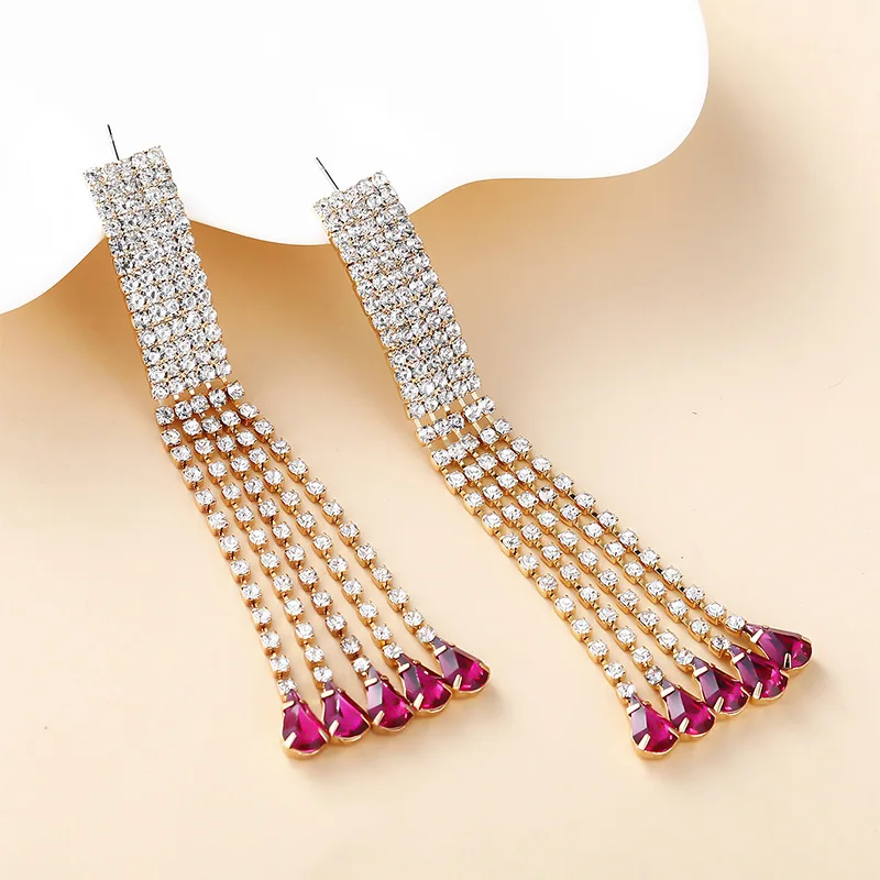 New Luxury Gold Color Long Rhinestone Claw Chain Tassel Pendant Earrings Drop Earrings for Women Girls Fashion Wedding Jewelry
New Luxury Gold Color Long Rhinestone Claw Chain Tassel Pendant Earrings Drop Earrings for Women Girls Fashion Wedding Jewelry