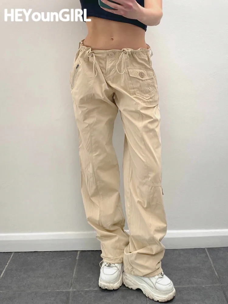 HEYounGIRL Aesthetic Women's Cargo Pants Fashion Streetwear Y2K Casual Harajuku Straight Trousers With Pockets Girls Cute Pants
HEYounGIRL Aesthetic Women's Cargo Pants Fashion Streetwear Y2K Casual Harajuku Straight Trousers With Pockets Girls Cute Pants
