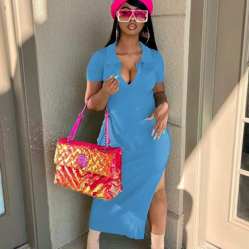 Akaily Streetwear Fashion Short Sleeve Dresses For Women 2022 V Neck Long Bodycon Dress Women Blue Maxi Side Split Party Dress
Akaily Streetwear Fashion Short Sleeve Dresses For Women 2022 V Neck Long Bodycon Dress Women Blue Maxi Side Split Party Dress