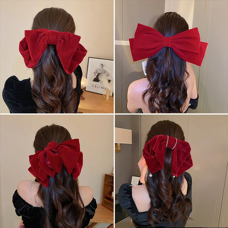 New Red Solid Color Big Bow Hairpin Velvet Crystal Hair Clips for Girls Elegant Hairgrip Ponytail Clip Headwear Hair Accessories
New Red Solid Color Big Bow Hairpin Velvet Crystal Hair Clips for Girls Elegant Hairgrip Ponytail Clip Headwear Hair Accessories