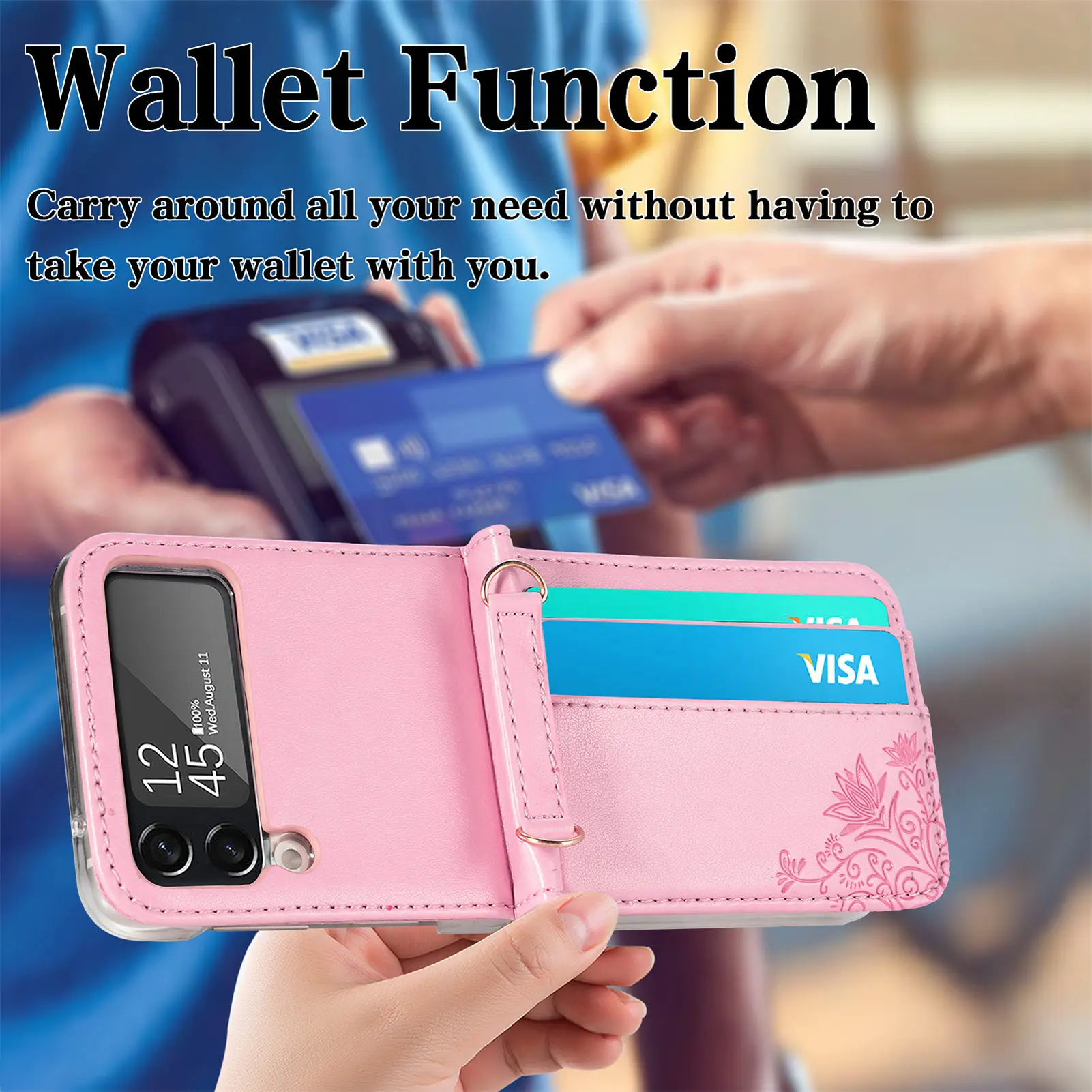 For Samsung Z Flip4 Phone Strap Folding Design Leather Case for Samsung Galaxy Z Flip4 Flip 4 Flip3 Flip 3 Card Slot Cover
For Samsung Z Flip4 Phone Strap Folding Design Leather Case for Samsung Galaxy Z Flip4 Flip 4 Flip3 Flip 3 Card Slot Cover