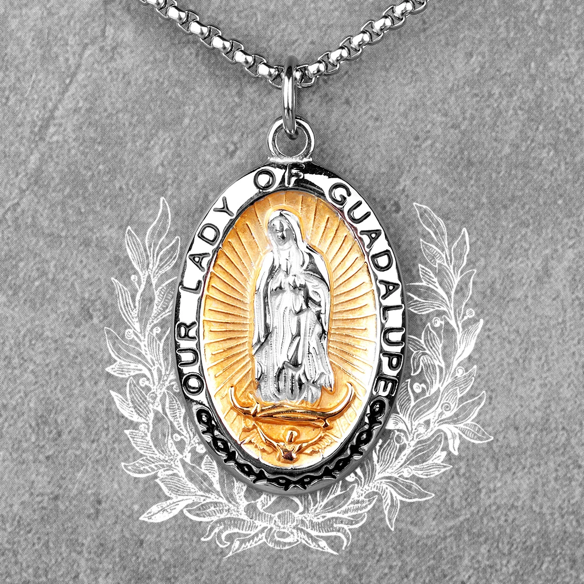 Lady Guadalupe Men Necklaces Pendants Chain Punk Amulet for Boyfriend Male Stainless Steel Jewelry Creativity Gift Wholesale
Lady Guadalupe Men Necklaces Pendants Chain Punk Amulet for Boyfriend Male Stainless Steel Jewelry Creativity Gift Wholesale