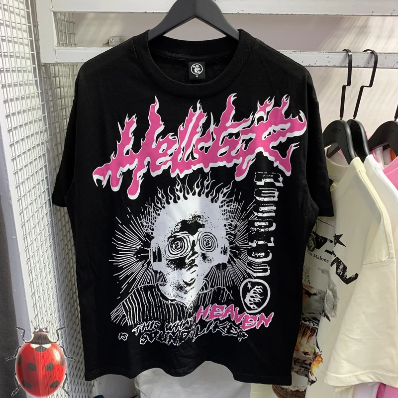 

Eu Size Hellstar Studios Heaven Sounds Like Tee Real Photos Men Women Oversize Black Streetwear Cotton Gothic Style T-Shirt