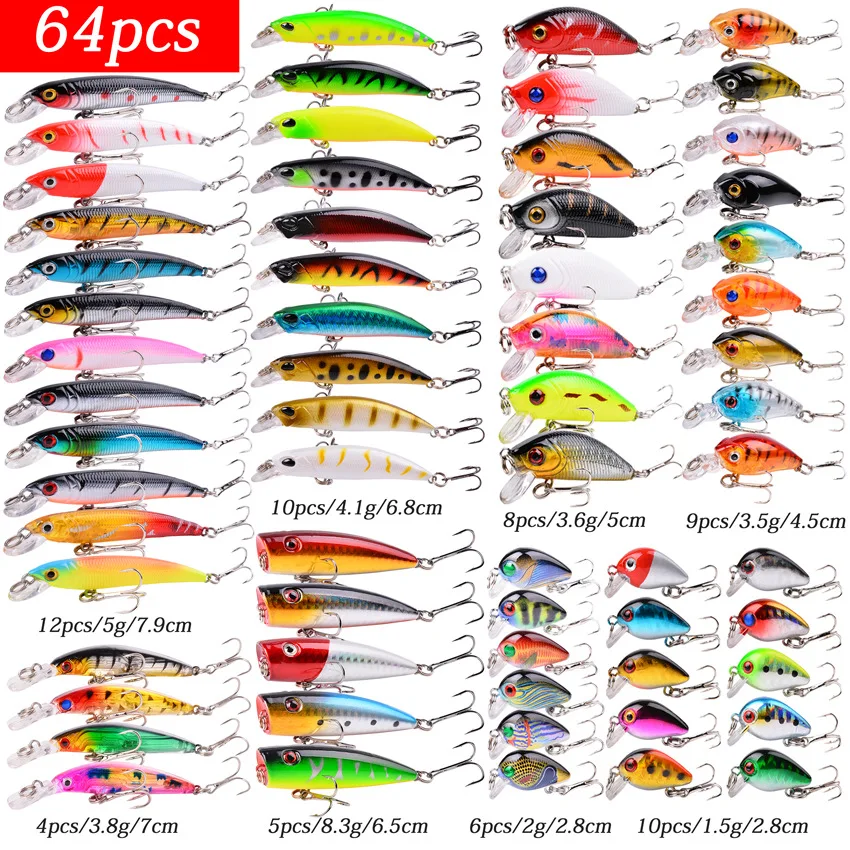 64 Classic Mino Lure Bait Set Hard Bait Mixed Topmouth Culter Weever Lure Bait Combination lure set fishing tackle
64 Classic Mino Lure Bait Set Hard Bait Mixed Topmouth Culter Weever Lure Bait Combination lure set fishing tackle