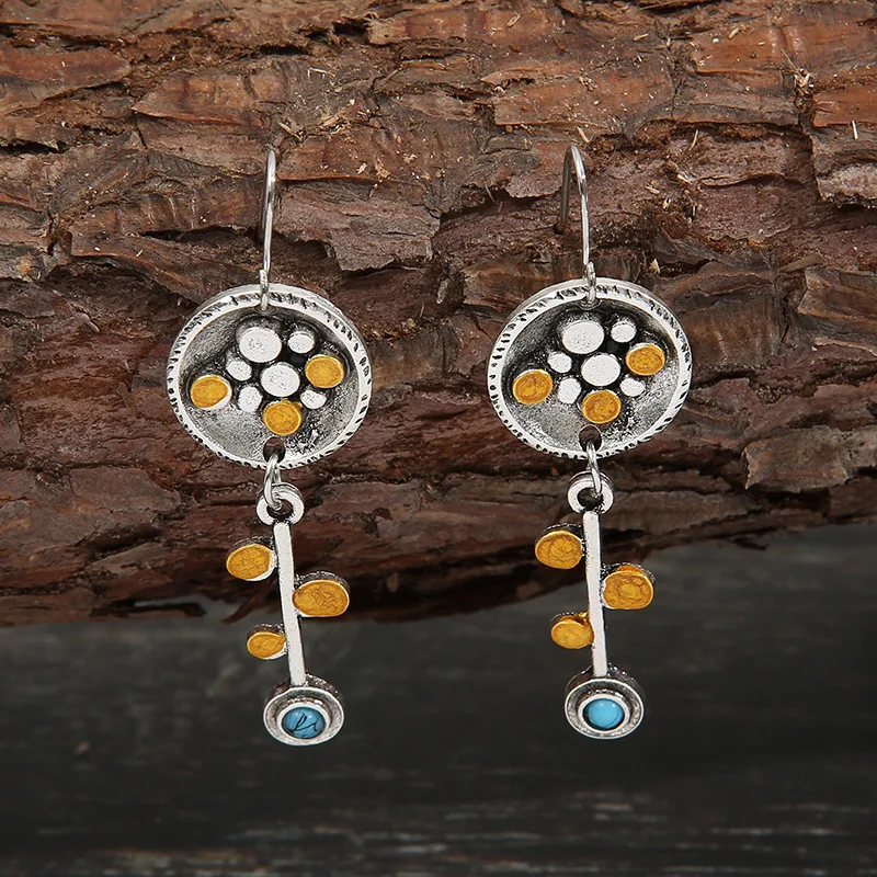 Vintage Two Tone Leaf Metal Blue Beads Dangle Earrings For Women Tribal Jewelry Round Pendientes Accessories Drop Earring Gift
Vintage Two Tone Leaf Metal Blue Beads Dangle Earrings For Women Tribal Jewelry Round Pendientes Accessories Drop Earring Gift
