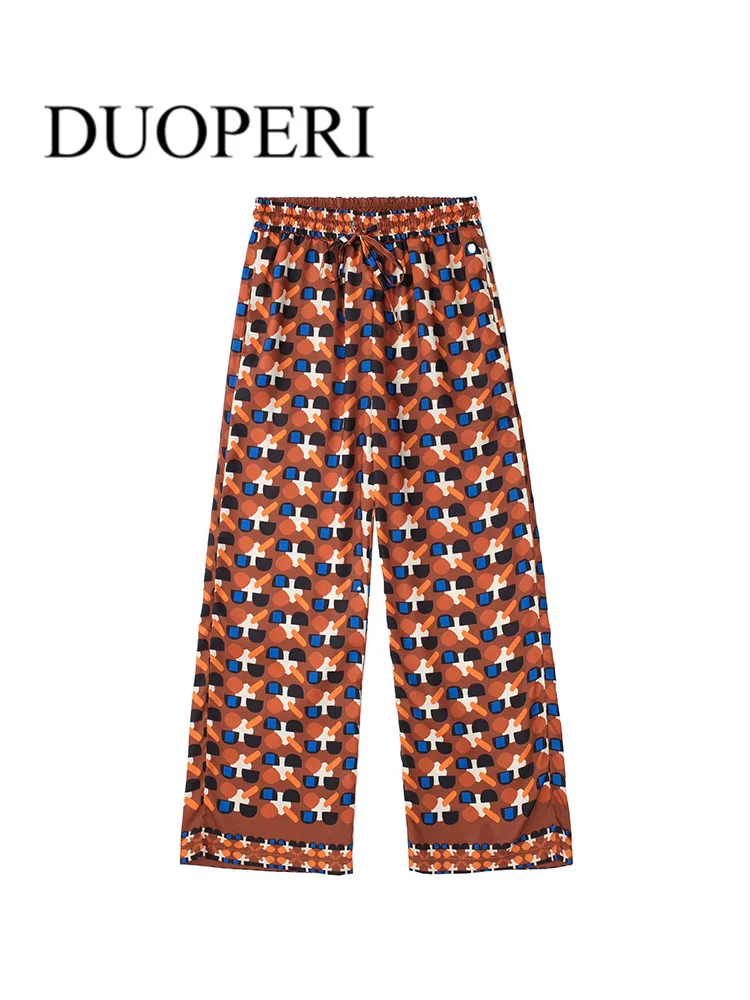 DUOPERI Women Fashion Printed Wide Leg Ankle Pants Side Pockets Vintage High Elastic Waist Drawstring Female Trousers Outfits
DUOPERI Women Fashion Printed Wide Leg Ankle Pants Side Pockets Vintage High Elastic Waist Drawstring Female Trousers Outfits