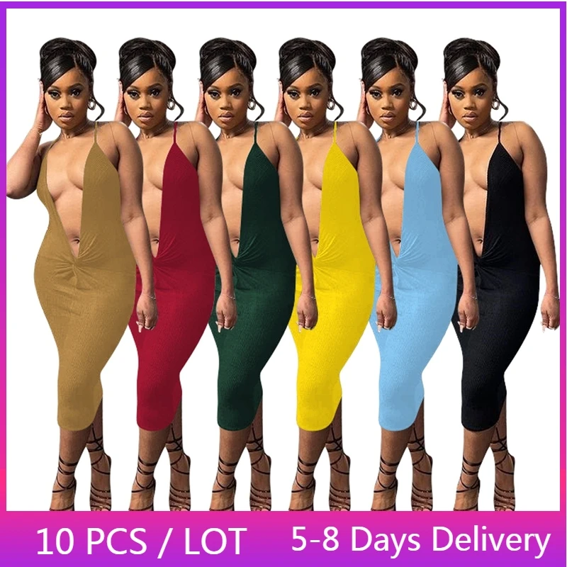 Wholesale Items Sexy Halter Summer Dress Women Clubwear Backless Bodycon Dresses for Women Party Club Solid Ribbed Midi Dress
Wholesale Items Sexy Halter Summer Dress Women Clubwear Backless Bodycon Dresses for Women Party Club Solid Ribbed Midi Dress
