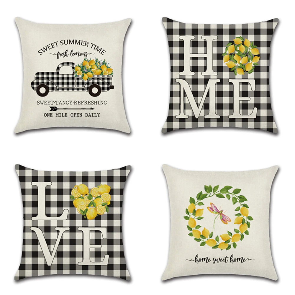 lemon truck home love Linen Cushion Cover 45X45cm Black&White plaid Pillow Case Home Decorative Pillows Cover For Sofa 
lemon truck home love Linen Cushion Cover 45X45cm Black&White plaid Pillow Case Home Decorative Pillows Cover For Sofa