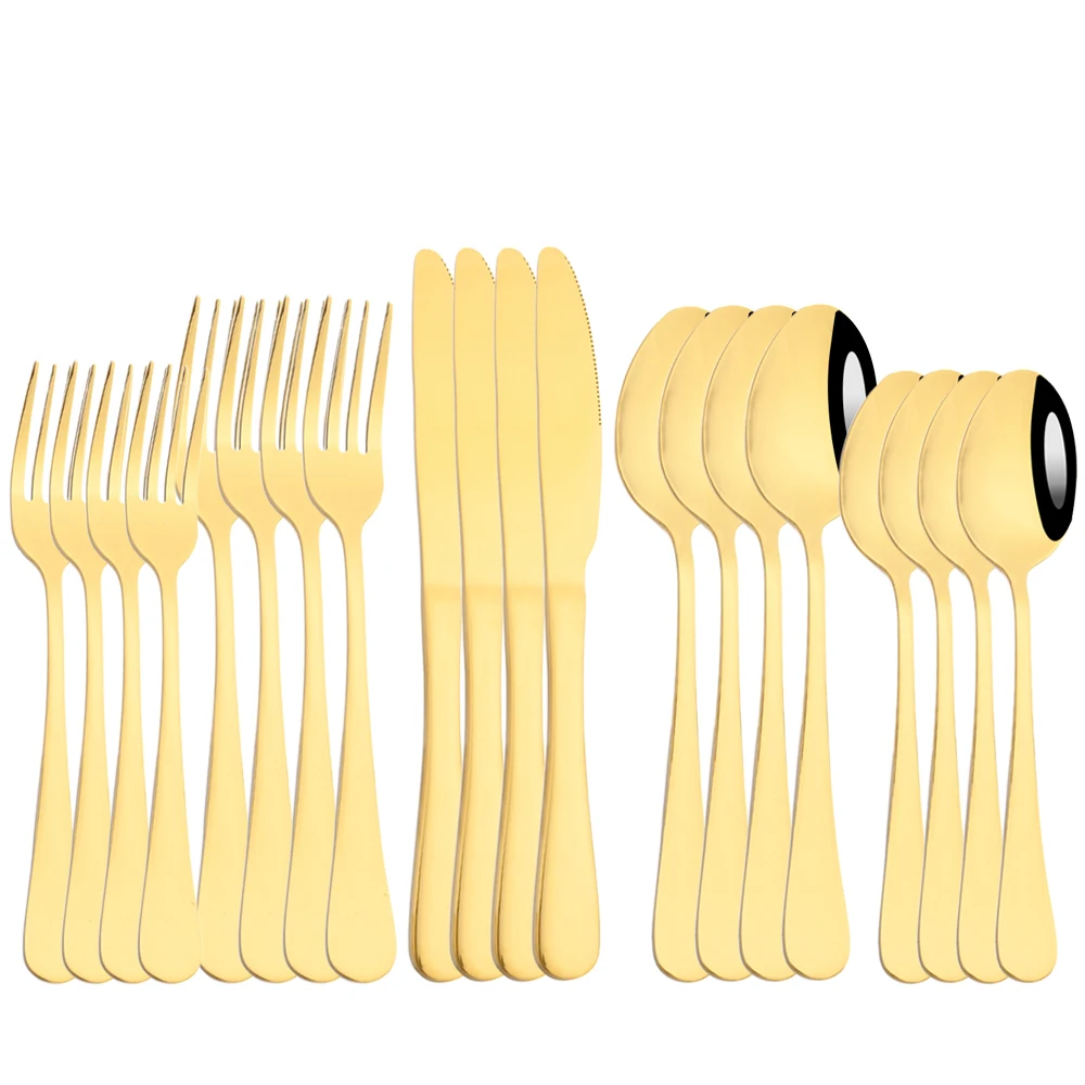 

Набор столовых приборов AJOYOUS на 4 персоны, столовые приборы из нержавеющей стали, нож, вилка, десертная ложка, столовая посуда, Золотая столовая посуда, столовая посуда в западном стиле, столовая посуда