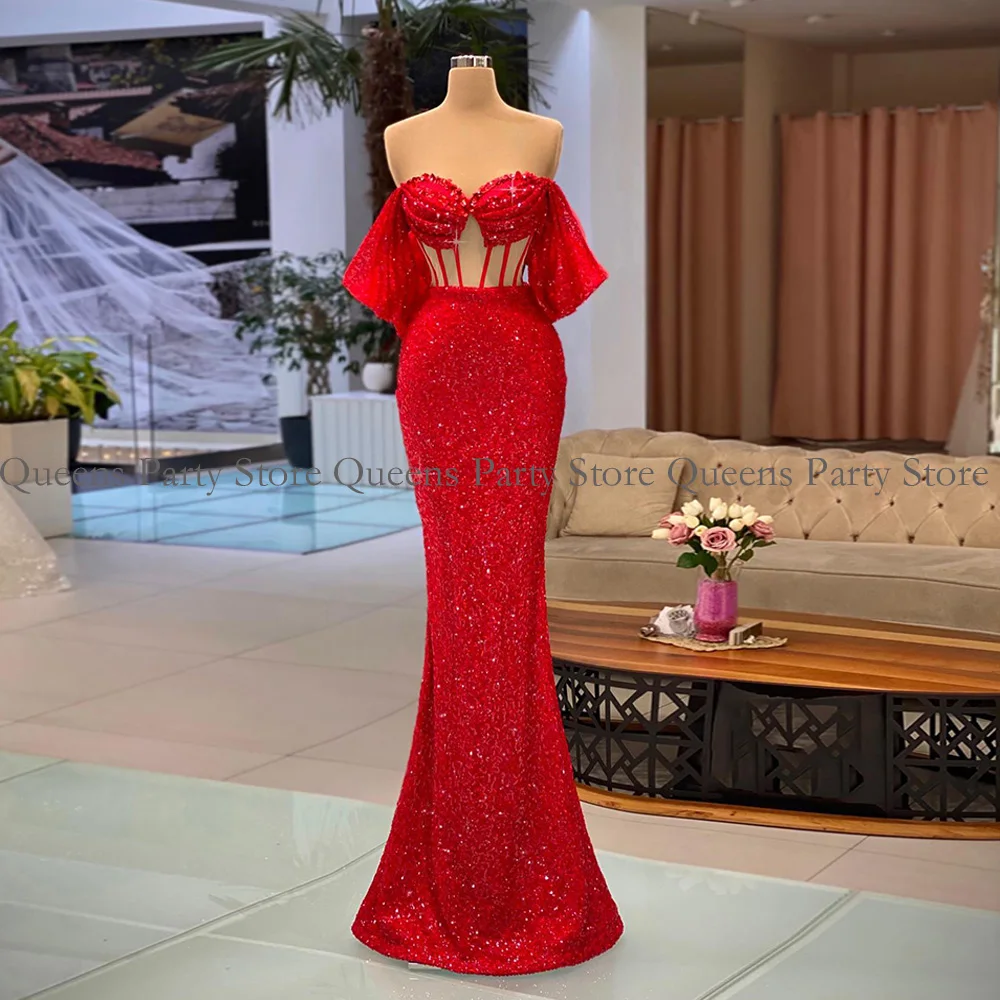 Glitter Red Prom Dress for Lady Off The Shoulder Sweetheart See Through Sweep Train Sequin Mermaid Evening Dresses Pageant Gown
Glitter Red Prom Dress for Lady Off The Shoulder Sweetheart See Through Sweep Train Sequin Mermaid Evening Dresses Pageant Gown