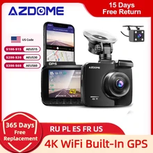 AZDOME GS63H Dash Cam Dual Lens 4K UHD Recording Car Camera DVR Night Vision WDR Built-In GPS Wi-Fi G-Sensor Motion Detection