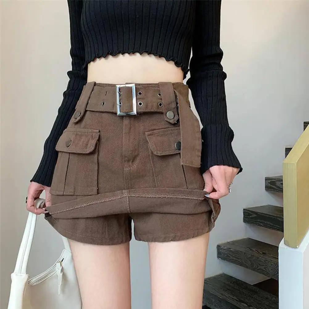 Skirt Korean Style High Waist Mini Skirt with Belt Streetwear Culotte Shorts for Women Big Pocket Cargo Skirt Anti-exposure Lady 
Skirt Korean Style High Waist Mini Skirt with Belt Streetwear Culotte Shorts for Women Big Pocket Cargo Skirt Anti-exposure Lady