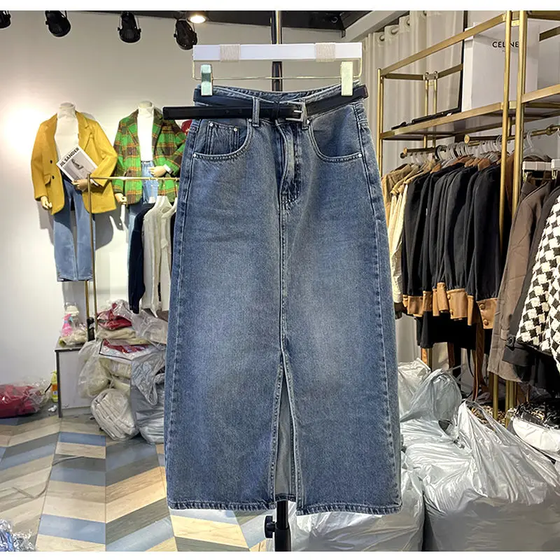2022 Spring Summer Women's New Denim Wrap Skirts Female High Wasit Slim Jeans Skirts Ladies Pencil Front Split Skirts F143
2022 Spring Summer Women's New Denim Wrap Skirts Female High Wasit Slim Jeans Skirts Ladies Pencil Front Split Skirts F143