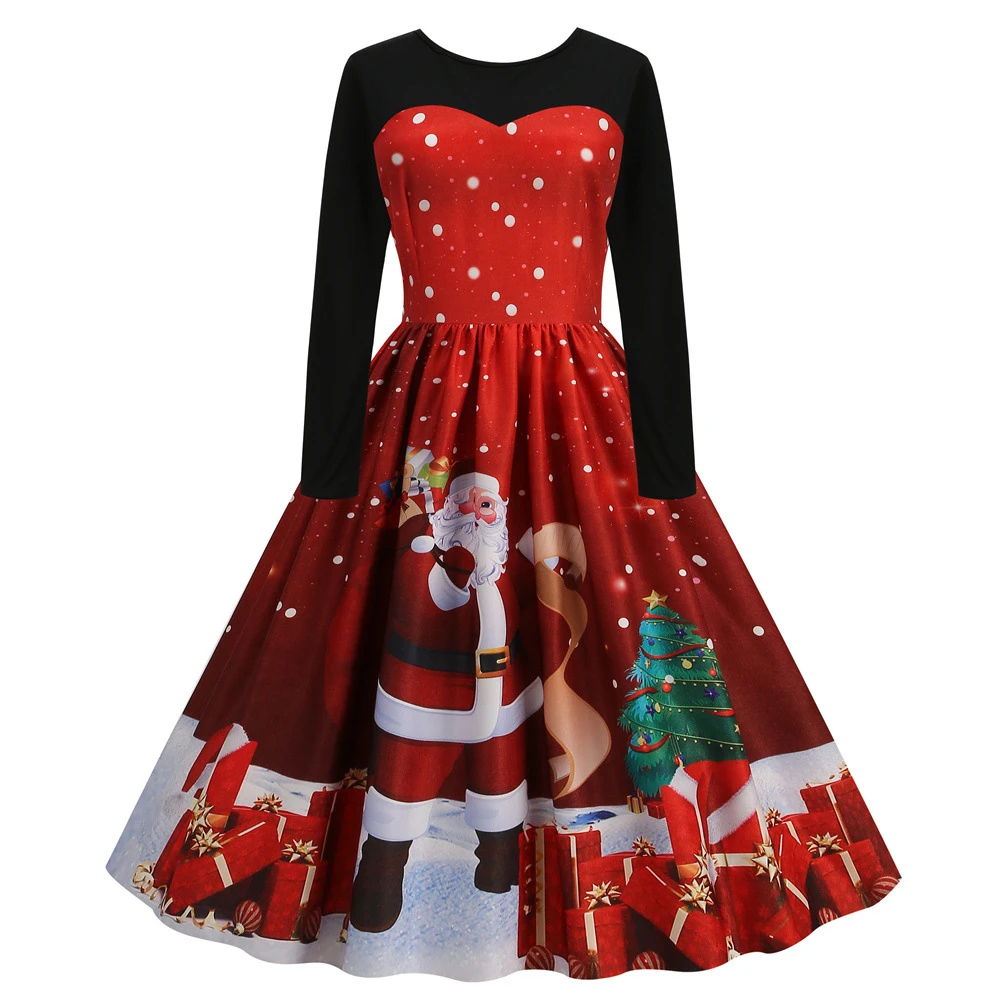 Women Christmas Dress Clothing Vintage Elegant Winter Xmas New Year Costumes Long Sleeve V Neck Party Dresses
Women Christmas Dress Clothing Vintage Elegant Winter Xmas New Year Costumes Long Sleeve V Neck Party Dresses
