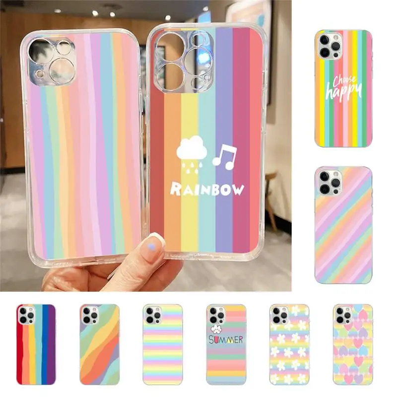 

Colorful Rainbow Stripe Phone Case For Iphone 7 8 Plus X Xr Xs 11 12 13 Se2020 Mini Mobile Iphones 14 Pro Max Case