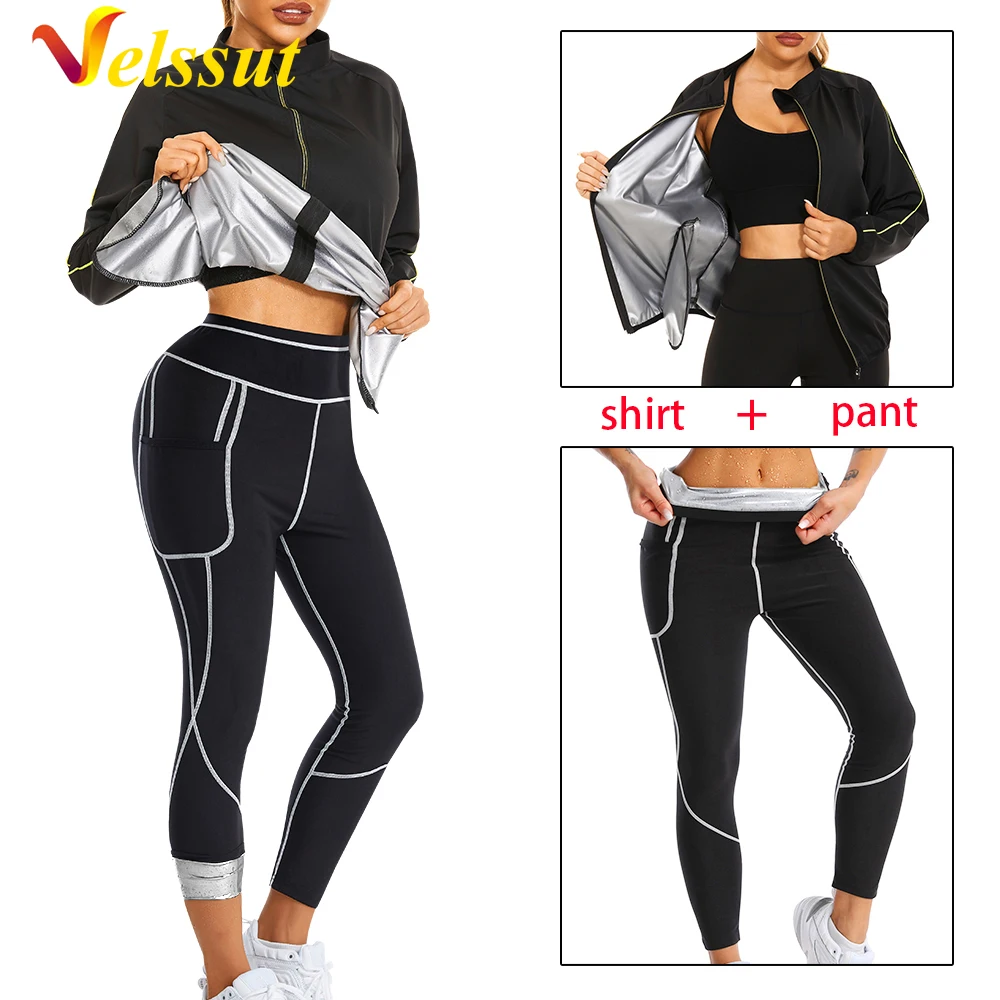 Velssut Women Sauna Suit Sweat Set Pants Weight Loss Zipper Jacket Slimming Top Trousers Workout Leggings Body Shaper Fat Burner
Velssut Women Sauna Suit Sweat Set Pants Weight Loss Zipper Jacket Slimming Top Trousers Workout Leggings Body Shaper Fat Burner