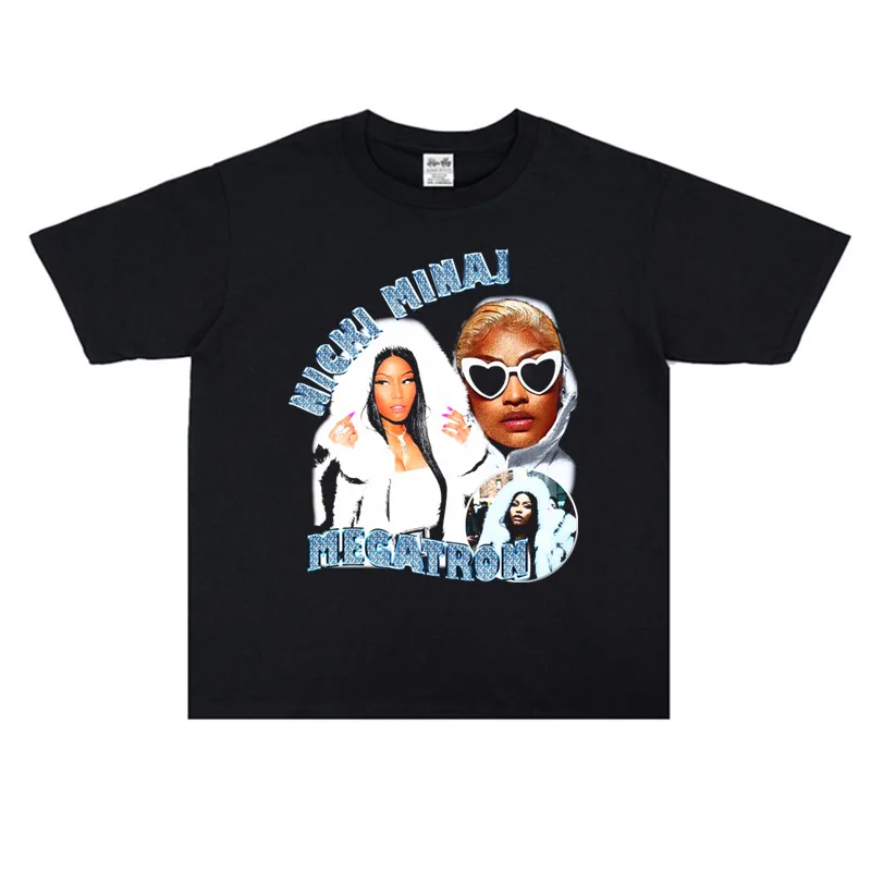 

Men Women Vintage T Shirt Hip Hop Streetwear Regular Male Fashion 90s Oversized Tshirt Rappers Nicki Minaj Print Graphic T-shirt