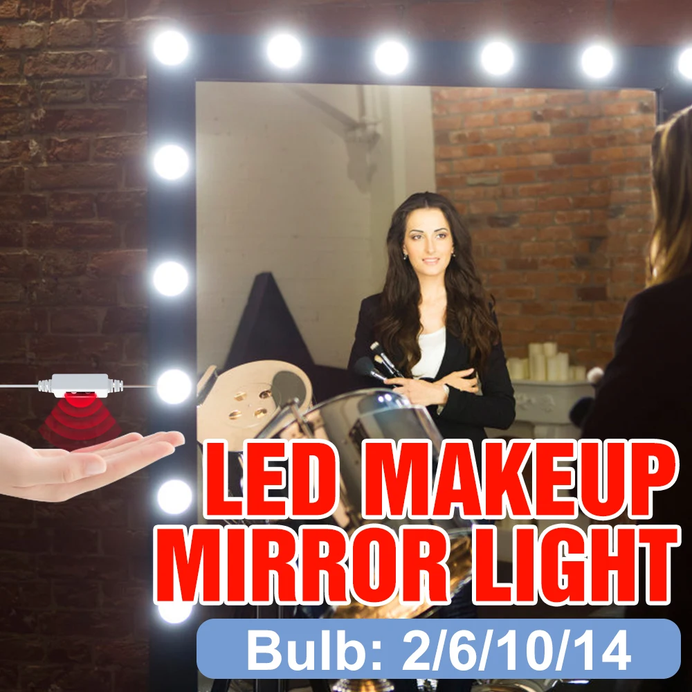 LED Dressing Table Bulb Hollywood Makeup Wall Lamp USB Cosmetic Mirror Light Detachable Vanity Bulb Room Lighting 2/6/10/14 Bulb
LED Dressing Table Bulb Hollywood Makeup Wall Lamp USB Cosmetic Mirror Light Detachable Vanity Bulb Room Lighting 2/6/10/14 Bulb