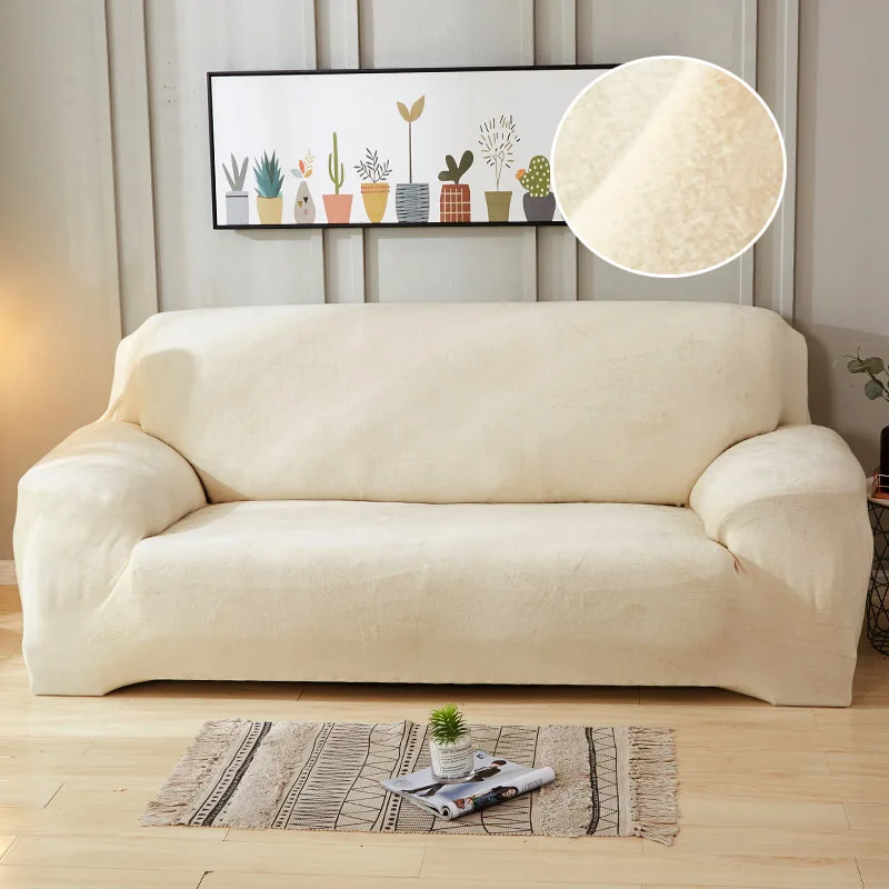 

Velvet Plush Thicken Sofa Cover All-inclusive Elastic Sectional Couch Cover for Living Room Chaise Longue L Shaped Corner Covers