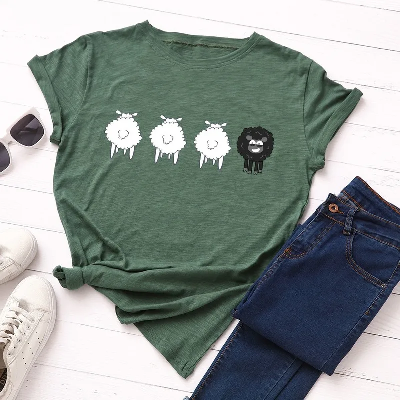 Summer Women T Shirt Large Size 5XL Cotton Cute Sheep Animal Print Female Short Sleeve Oversized Tshirts Casual Graphic Tee Tops
Summer Women T Shirt Large Size 5XL Cotton Cute Sheep Animal Print Female Short Sleeve Oversized Tshirts Casual Graphic Tee Tops