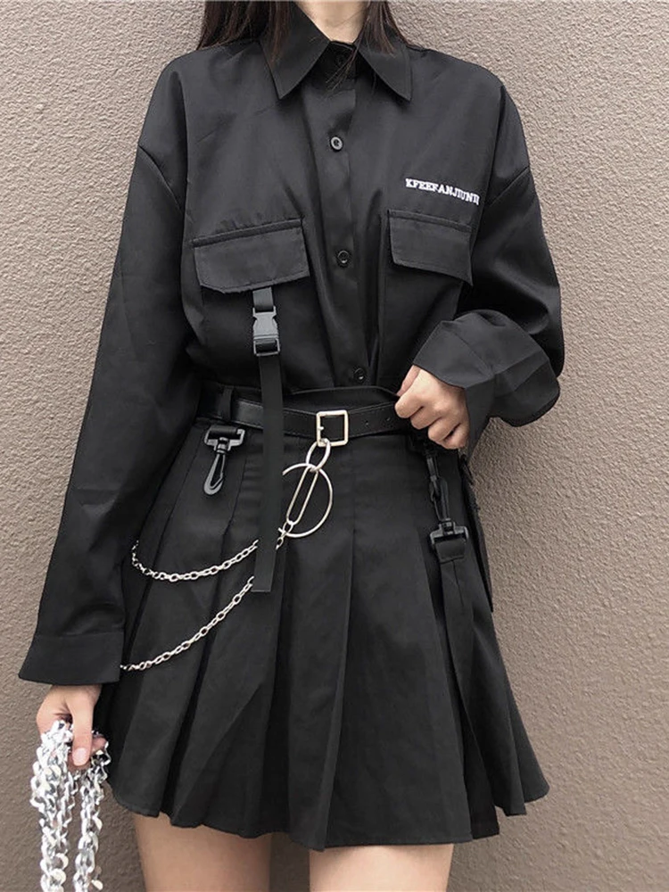 Jmprs Women Two Piece Set Sexy Pleated Mini Skirt Long Sleeve Solid Cargo Shirts Korean Gothic Y2K Female Black Sets
Jmprs Women Two Piece Set Sexy Pleated Mini Skirt Long Sleeve Solid Cargo Shirts Korean Gothic Y2K Female Black Sets