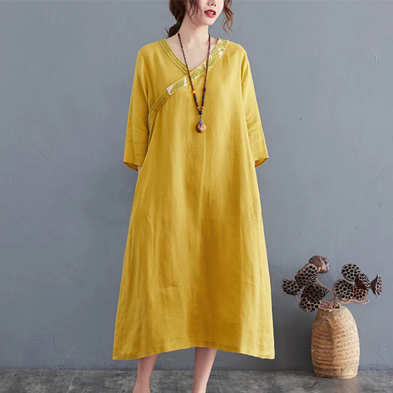 2022 New Arrival Fashion Women Dress V-neck Short Sleeve Loose Summer Dress Embroidery Cotton Linen Holiday Travel Casual Dress
2022 New Arrival Fashion Women Dress V-neck Short Sleeve Loose Summer Dress Embroidery Cotton Linen Holiday Travel Casual Dress