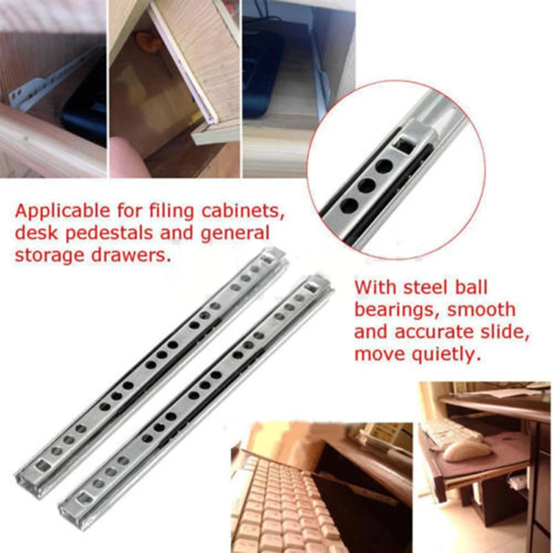2PCS Drawer Slides Furniture Slide Steel Ball Bearing Slides Keyboard Cabinet Cupboard Drawer Runners Extension Parts
2PCS Drawer Slides Furniture Slide Steel Ball Bearing Slides Keyboard Cabinet Cupboard Drawer Runners Extension Parts