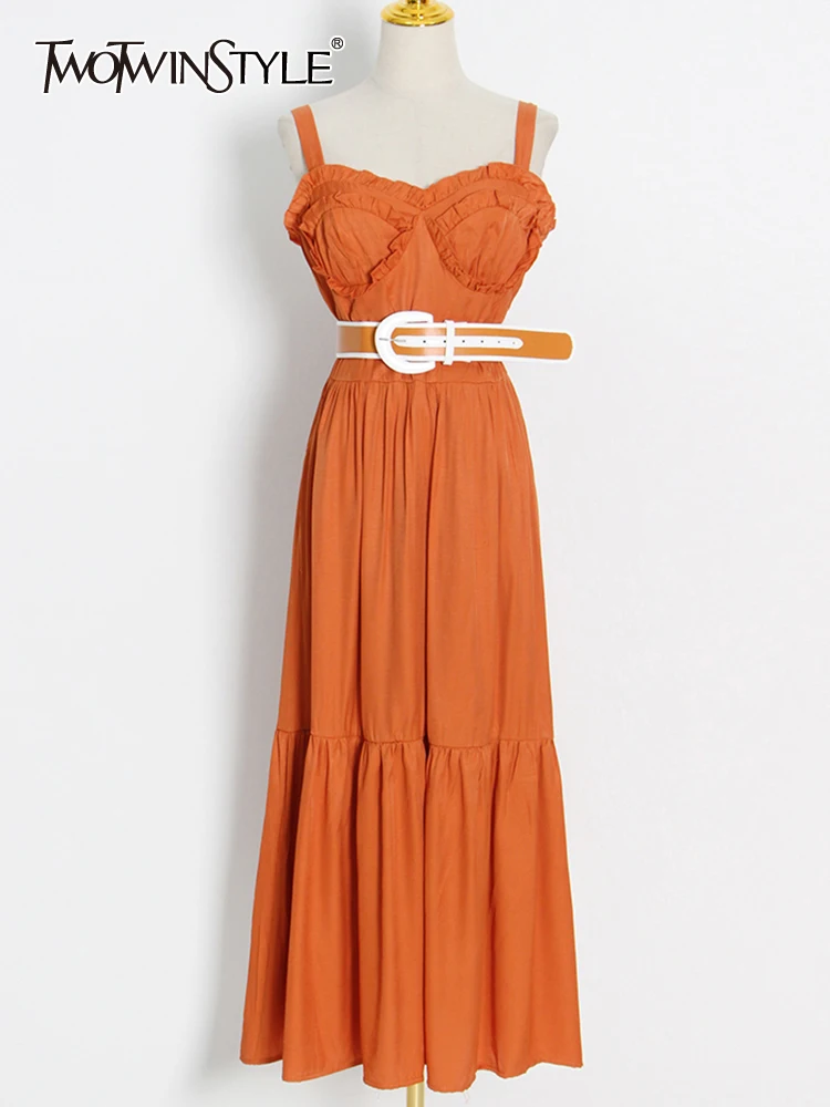 TWOTWINSTYLE Sashes Summer Dresses Women V Neck High Waist Hit Color Loose Sleeveless Sexy Dress 2022 Fashion Clothing New Style
TWOTWINSTYLE Sashes Summer Dresses Women V Neck High Waist Hit Color Loose Sleeveless Sexy Dress 2022 Fashion Clothing New Style