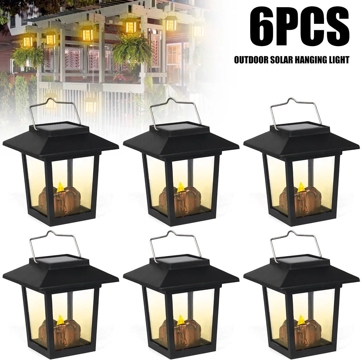 6pc Solar Light Solar Candle Lantern Outdoor Hanging Lighting IP44 Waterproof Light Auto ON/OFF Solar Landscape Light for Garden
6pc Solar Light Solar Candle Lantern Outdoor Hanging Lighting IP44 Waterproof Light Auto ON/OFF Solar Landscape Light for Garden