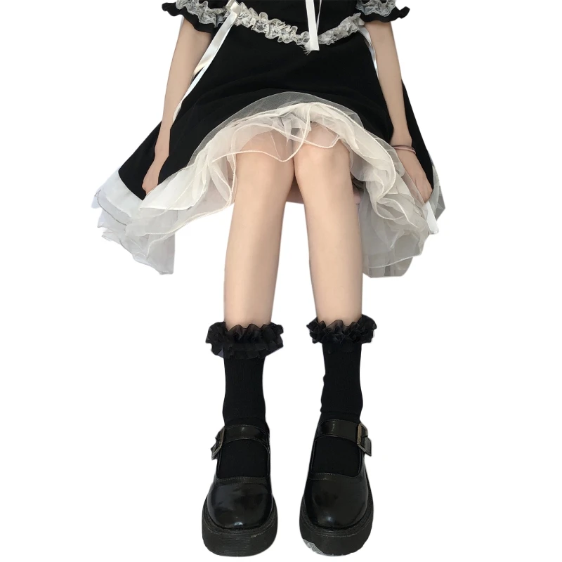 Women Summer Cotton Ribbed Crew Socks Harajuku Japanese Style Sweet Tiered Ruffled Lace Trim Solid Color Student Mid Tube
Women Summer Cotton Ribbed Crew Socks Harajuku Japanese Style Sweet Tiered Ruffled Lace Trim Solid Color Student Mid Tube