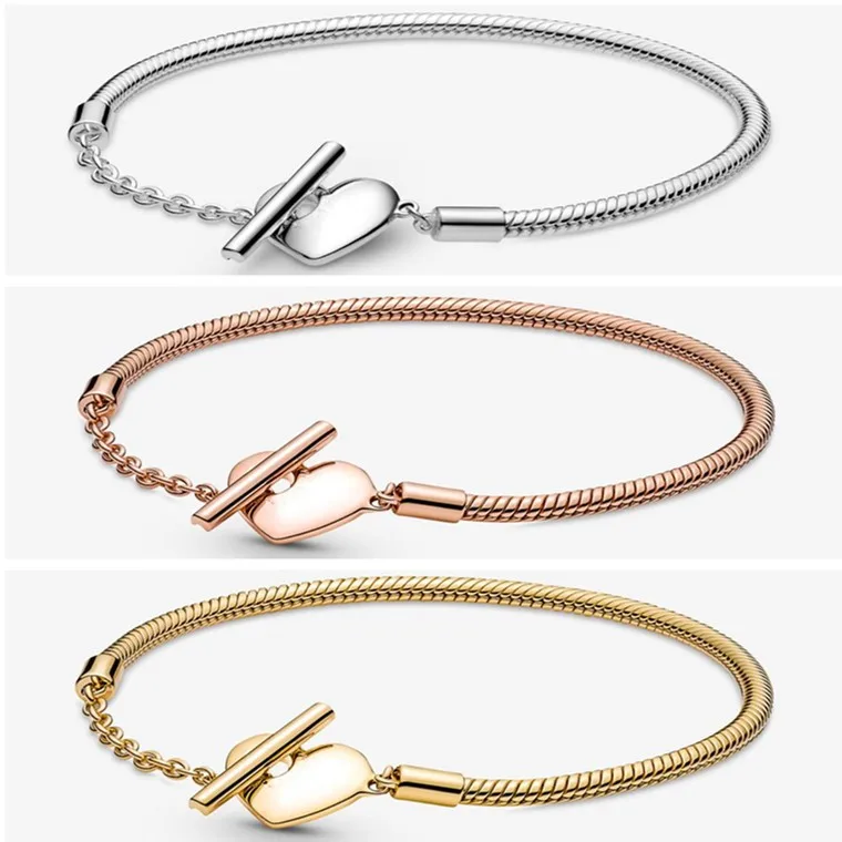 Original Moments Rose Gold Heart T-bar Snake Chain Bracelet Bangle Fit Women 925 Sterling Silver Bead Charm Fashion Jewelry 
Original Moments Rose Gold Heart T-bar Snake Chain Bracelet Bangle Fit Women 925 Sterling Silver Bead Charm Fashion Jewelry