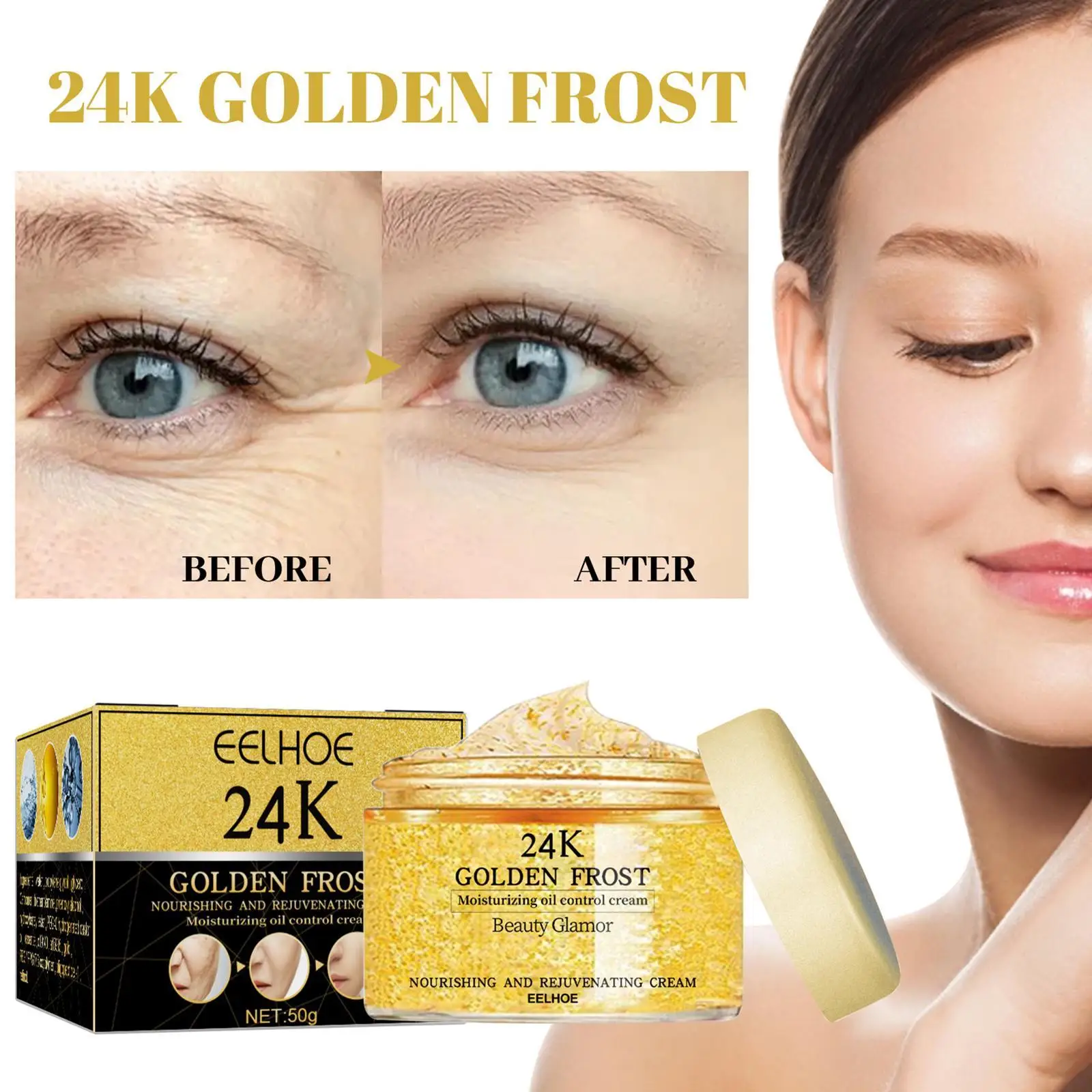 24k Golden Frost Cream Moisturizing Oil Control Cream Nourishing Rejuvenating Anti-aging Oil Control Face Cream 20/30/50g
24k Golden Frost Cream Moisturizing Oil Control Cream Nourishing Rejuvenating Anti-aging Oil Control Face Cream 20/30/50g