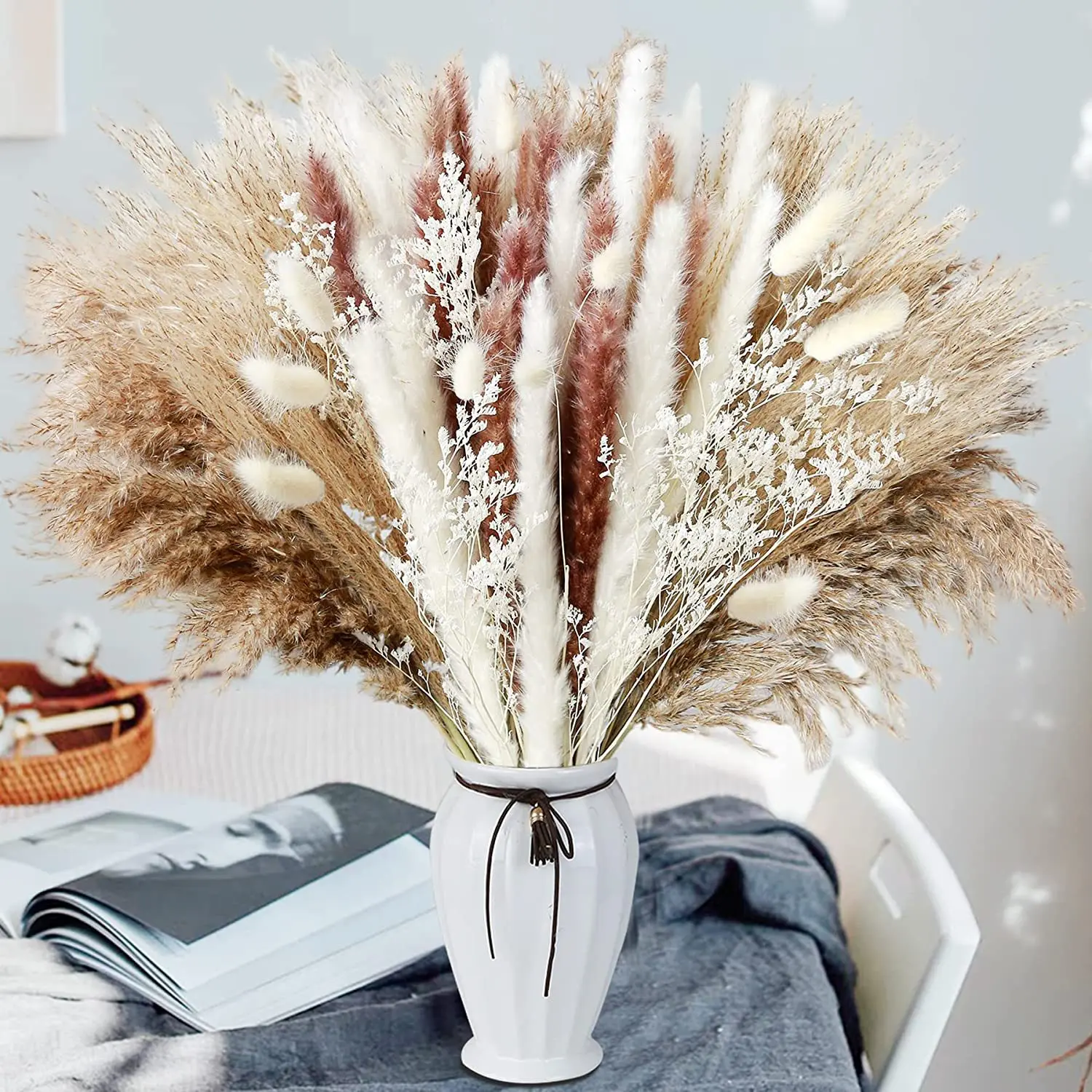 80PCS Dried Flowers Pampas Grass Decor Reed pampa Natural Flowers Decoration Farmhouse Boho Home Decor Wedding Arrangement 
80PCS Dried Flowers Pampas Grass Decor Reed pampa Natural Flowers Decoration Farmhouse Boho Home Decor Wedding Arrangement