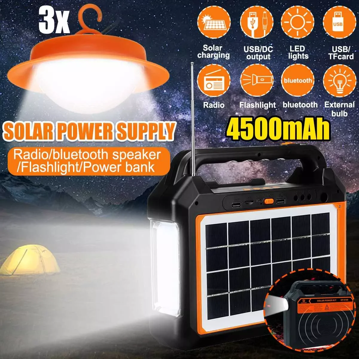 4500mAh Multifunction Solar Emergency Power Supply Radio Solar Charging Speaker Light + Bluetooth Speaker + Radio + Power Bank
4500mAh Multifunction Solar Emergency Power Supply Radio Solar Charging Speaker Light + Bluetooth Speaker + Radio + Power Bank