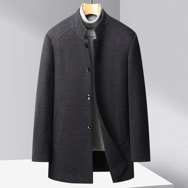Oriental Style Men Classical Sheep Wool Blended Coat Black Mandarin Collar Single Breasted Cashmere Woolen Basic Coat Outfit
Oriental Style Men Classical Sheep Wool Blended Coat Black Mandarin Collar Single Breasted Cashmere Woolen Basic Coat Outfit