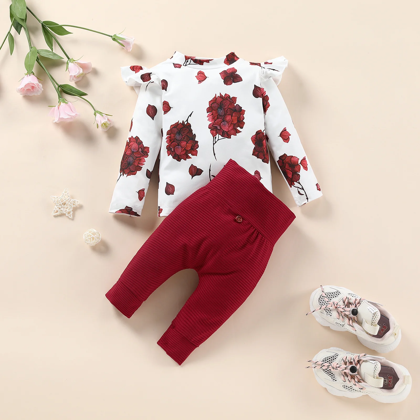 2pcs Lovely Baby Girls Autumn Clothes Sets 0-24m Flowers Printed Fly Sleeve t Shirts Tops High Waist Pants
2pcs Lovely Baby Girls Autumn Clothes Sets 0-24m Flowers Printed Fly Sleeve t Shirts Tops High Waist Pants