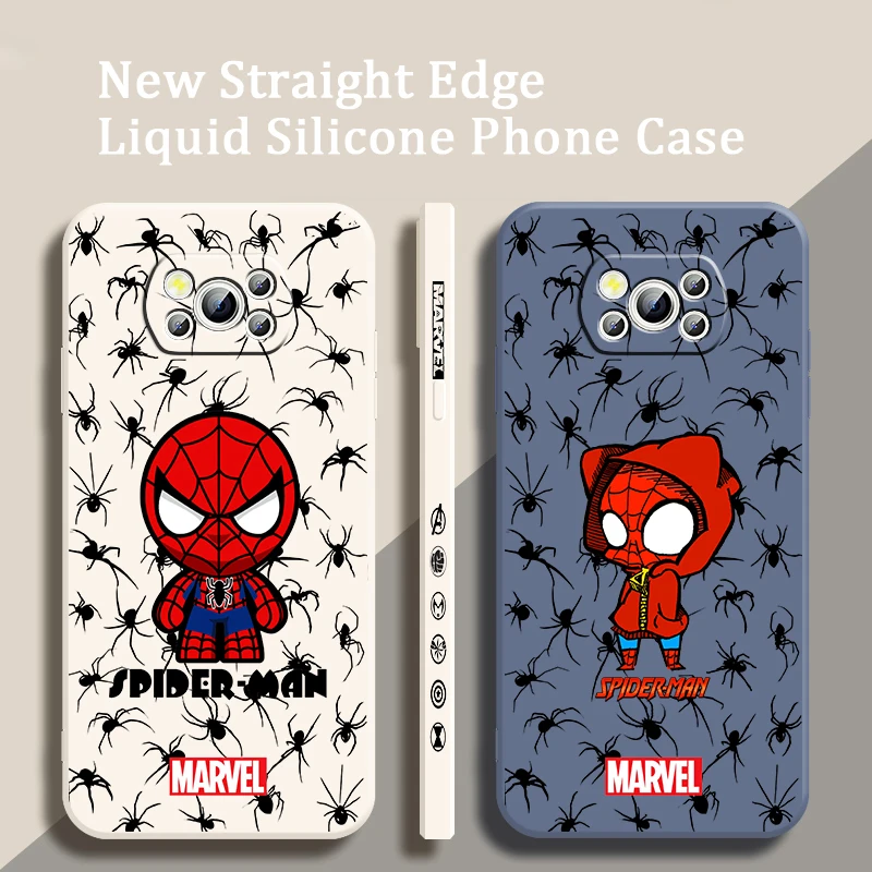 

Superhero Spider-man Cool Case For Xiaomi Mi Poco X4 X3 M4 M3 F4 F3 GT Pro NFC 5G Soft Liquid Left Rope Phone Cover