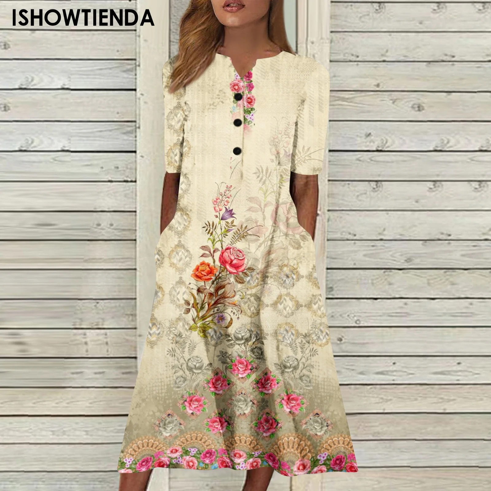 Women Summer Casual Printing Fashion V-neck dresses lady Short Sleeved pocket Beach Swing Skirt female loose comfortable Vestido
Women Summer Casual Printing Fashion V-neck dresses lady Short Sleeved pocket Beach Swing Skirt female loose comfortable Vestido
