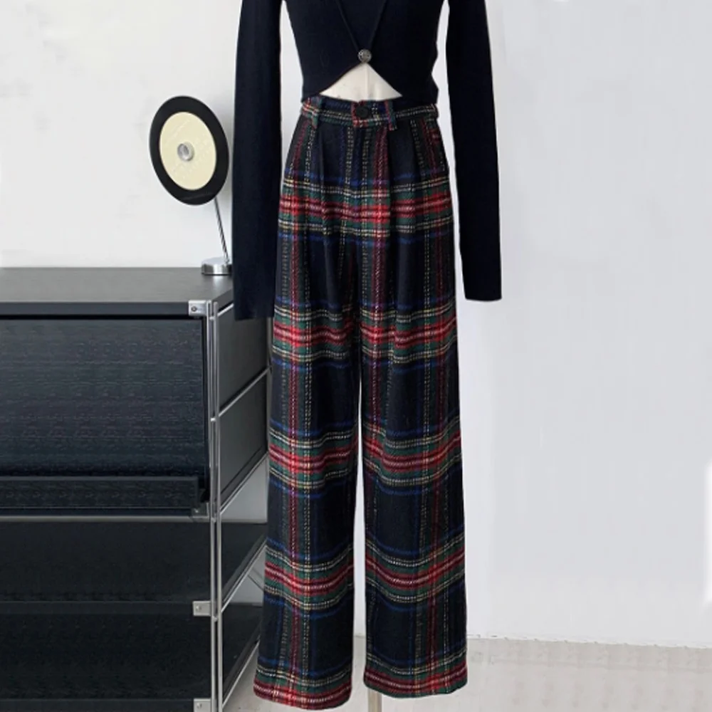 Vintage Wool Red Woolen Plaid Trousers for Women In Autumn and Winter Large SizeThin and Loose Pear Shaped Trousers
Vintage Wool Red Woolen Plaid Trousers for Women In Autumn and Winter Large SizeThin and Loose Pear Shaped Trousers