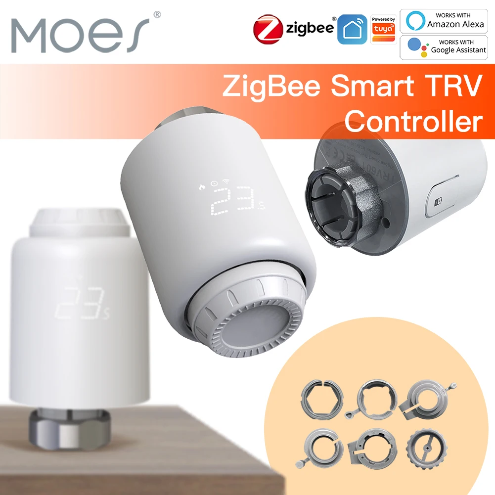 MOES Tuya ZigBee Thermostatic Radiator Valve SmartLife Wireless Remote Heating Temperature Controller Alexa Voice Control
MOES Tuya ZigBee Thermostatic Radiator Valve SmartLife Wireless Remote Heating Temperature Controller Alexa Voice Control