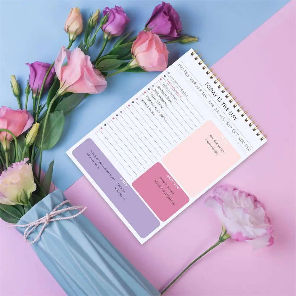 

Daily To Do List Schedule Planner Agenda Task Check Notepad Undated Tear-off Desk Organizer Work Life Spiral Notebook Stationery