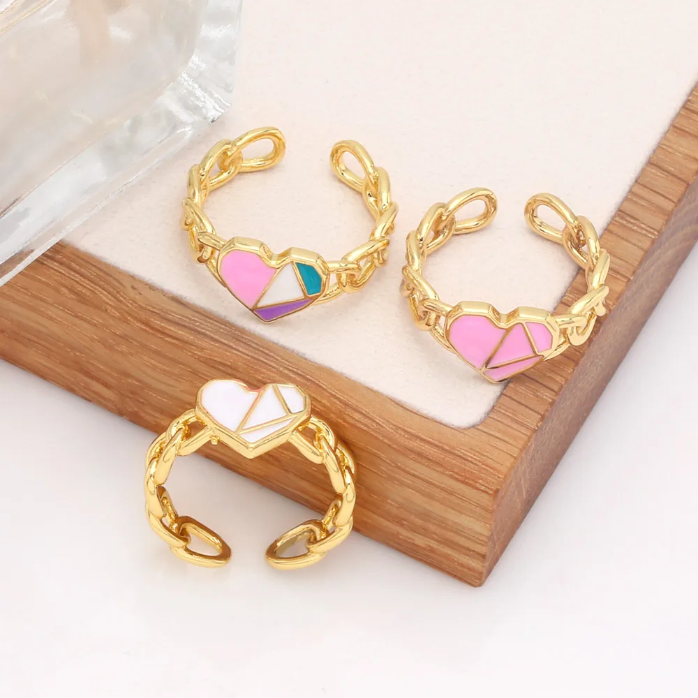 FLOLA Cuban Link Chain Heart Rings for Women Enamel Colorful Heart Open Rings Adjustable Rings Gold Plated Jewelry Gifts rigp87
FLOLA Cuban Link Chain Heart Rings for Women Enamel Colorful Heart Open Rings Adjustable Rings Gold Plated Jewelry Gifts rigp87