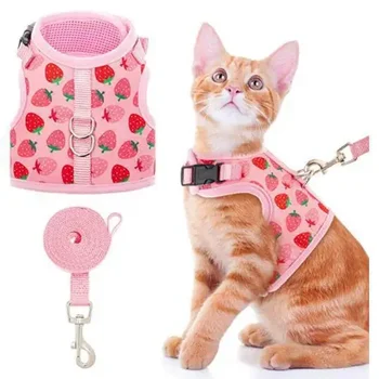 Small Pet Out Rope Dog Cat Guinea Pig Clothes Chest Strap Vest Type Cartoon Traction Rope Harness Dog Cat Collar